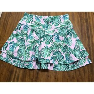 Women's Sugar Bee Clothing Tennis Skirt Skort Pink Palm Print Skort, M